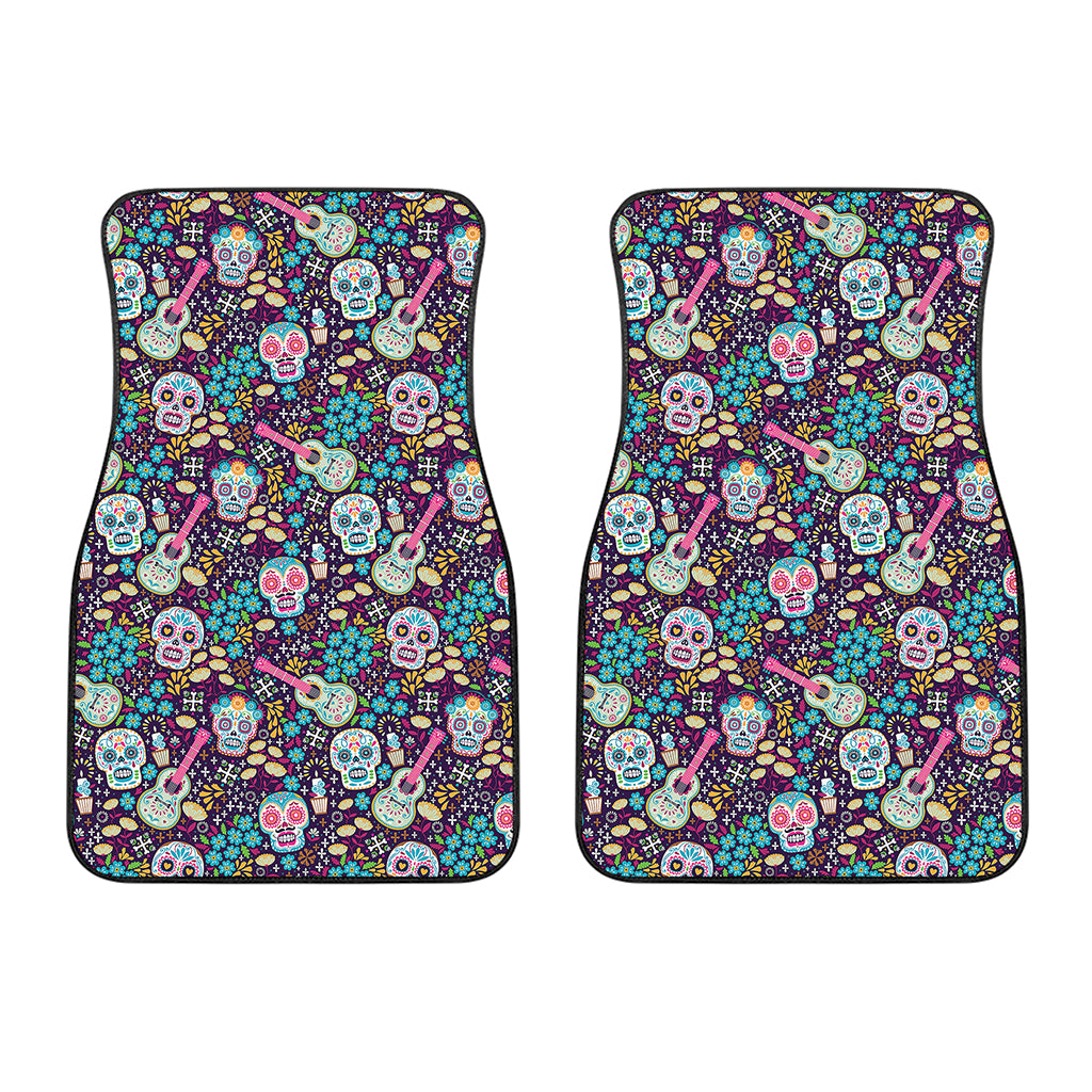 Calaveras Day Of The Dead Pattern Print Front Car Floor Mats