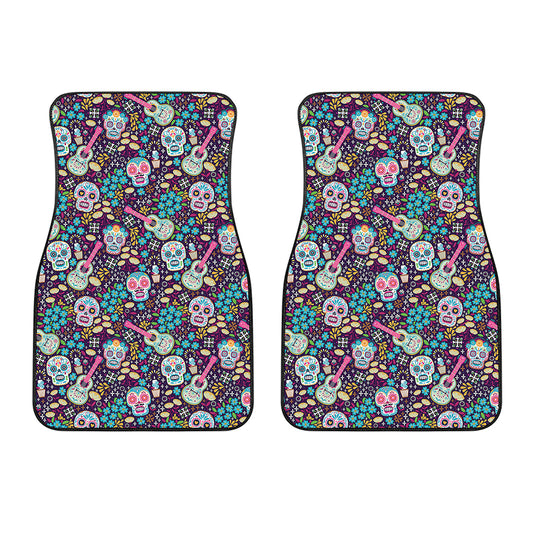 Calaveras Day Of The Dead Pattern Print Front Car Floor Mats