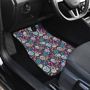 Calaveras Day Of The Dead Pattern Print Front Car Floor Mats