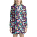 Calaveras Day Of The Dead Pattern Print Pullover Hoodie Dress