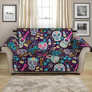 Calaveras Day Of The Dead Pattern Print Loveseat Protector