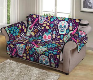 Calaveras Day Of The Dead Pattern Print Loveseat Protector