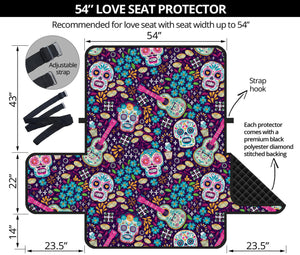 Calaveras Day Of The Dead Pattern Print Loveseat Protector