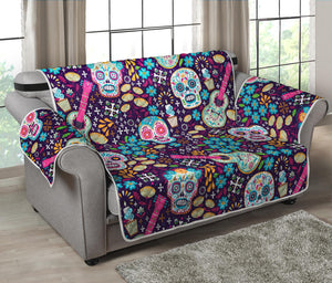 Calaveras Day Of The Dead Pattern Print Loveseat Protector