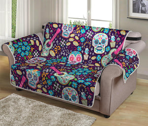 Calaveras Day Of The Dead Pattern Print Loveseat Protector