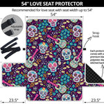 Calaveras Day Of The Dead Pattern Print Loveseat Protector