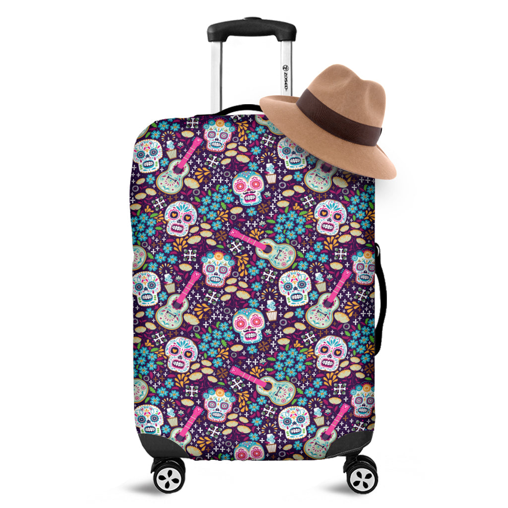 Calaveras Day Of The Dead Pattern Print Luggage Cover