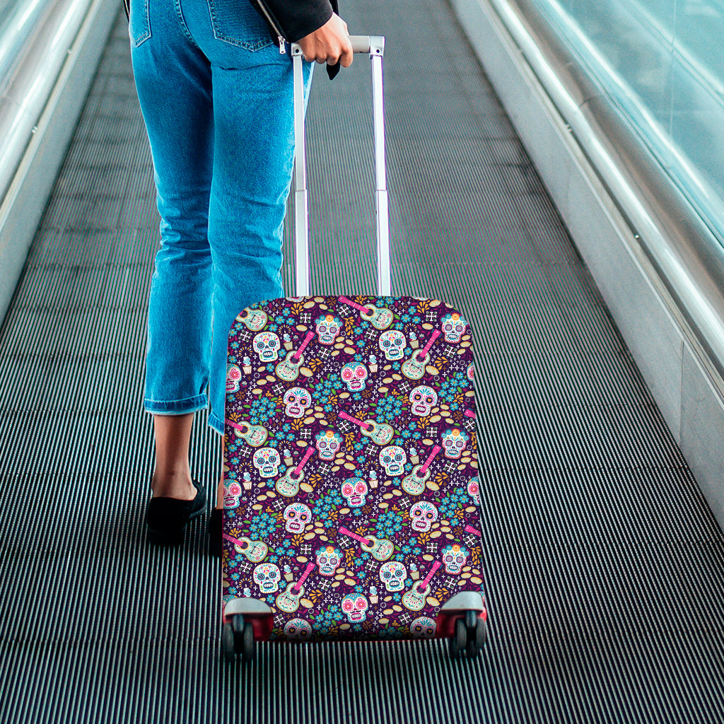 Calaveras Day Of The Dead Pattern Print Luggage Cover