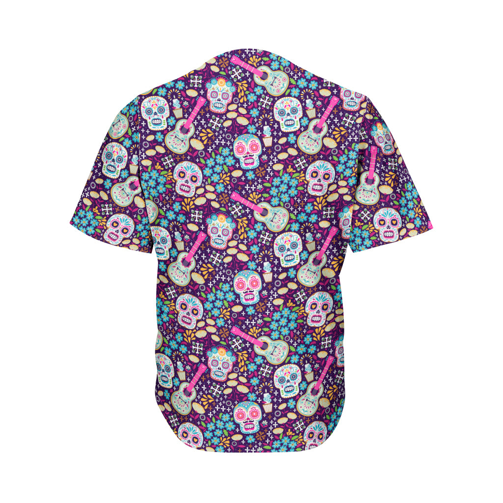 Calaveras Day Of The Dead Pattern Print Men's Baseball Jersey