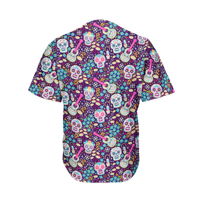 Calaveras Day Of The Dead Pattern Print Men's Baseball Jersey