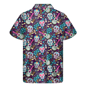 Calaveras Day Of The Dead Pattern Print Men's Short Sleeve Shirt