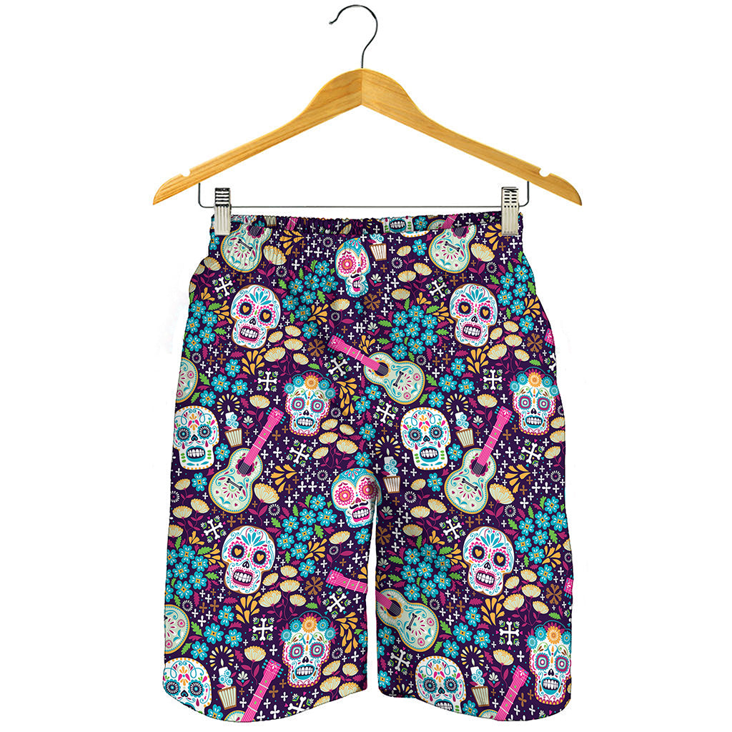 Calaveras Day Of The Dead Pattern Print Men's Shorts