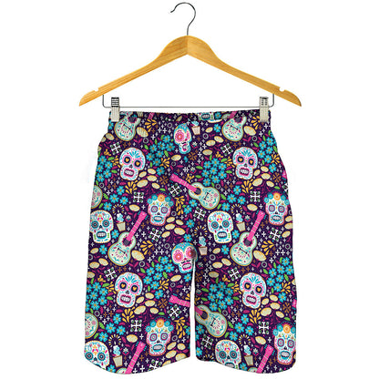 Calaveras Day Of The Dead Pattern Print Men's Shorts