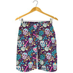 Calaveras Day Of The Dead Pattern Print Men's Shorts