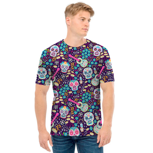 Calaveras Day Of The Dead Pattern Print Men's T-Shirt