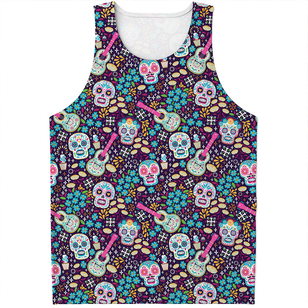Calaveras Day Of The Dead Pattern Print Men's Tank Top