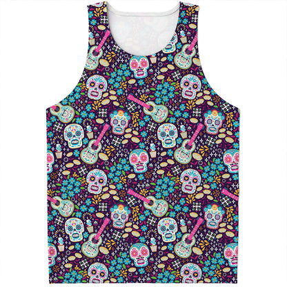 Calaveras Day Of The Dead Pattern Print Men's Tank Top