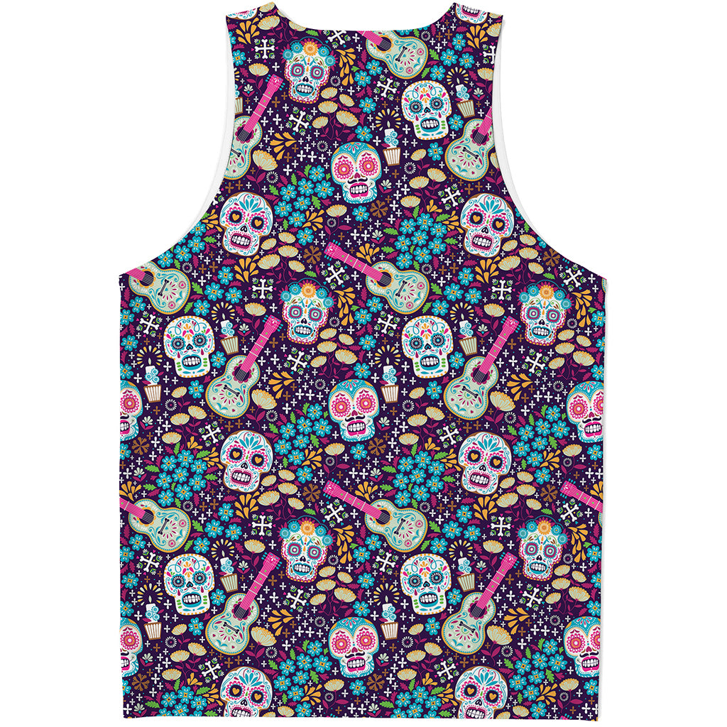 Calaveras Day Of The Dead Pattern Print Men's Tank Top