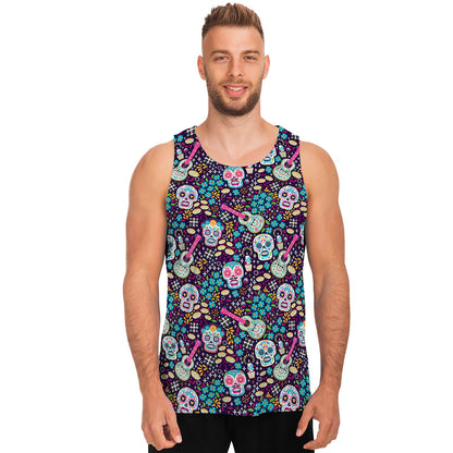 Calaveras Day Of The Dead Pattern Print Men's Tank Top