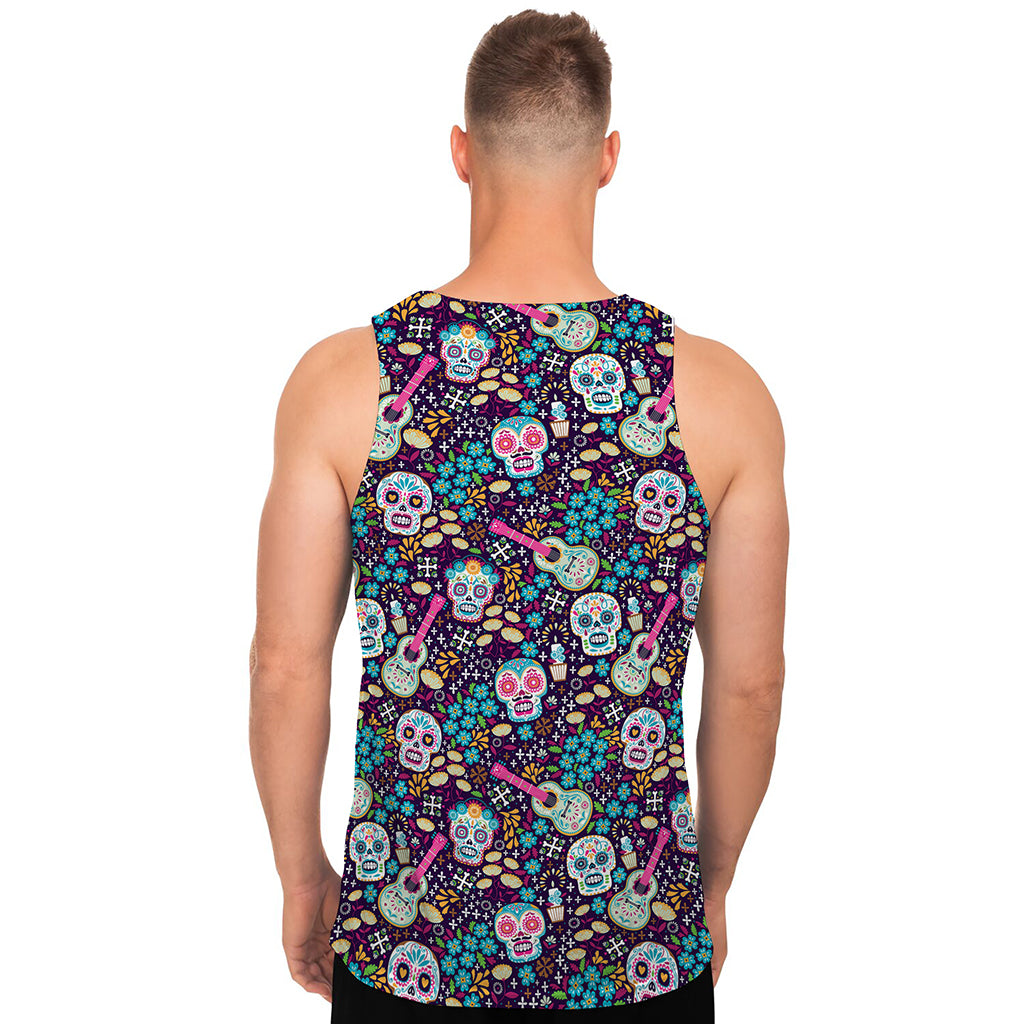 Calaveras Day Of The Dead Pattern Print Men's Tank Top