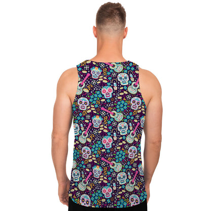 Calaveras Day Of The Dead Pattern Print Men's Tank Top