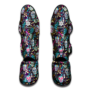 Calaveras Day Of The Dead Pattern Print Muay Thai Shin Guard