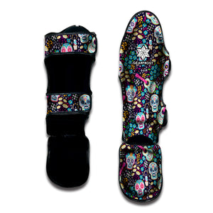 Calaveras Day Of The Dead Pattern Print Muay Thai Shin Guard