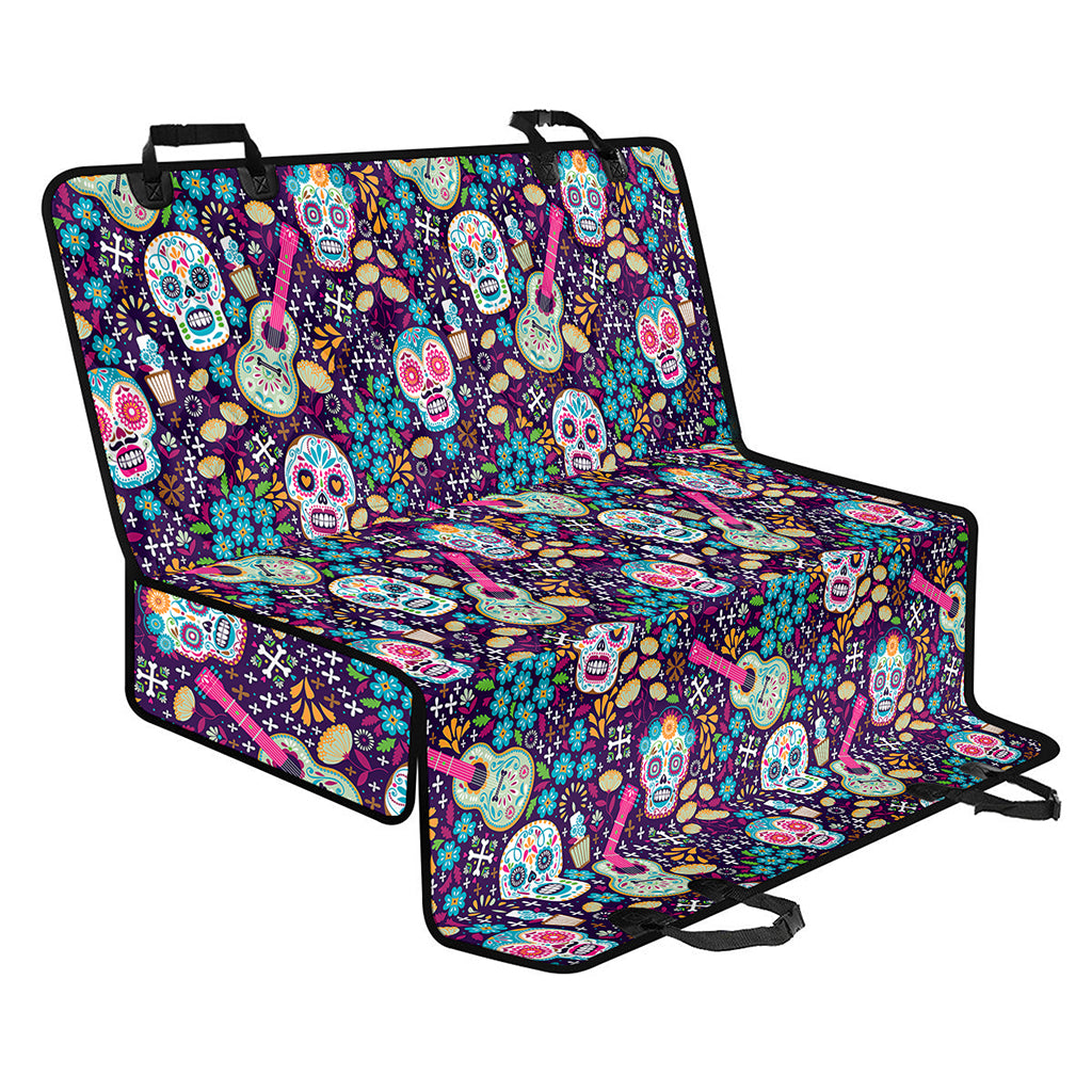 Calaveras Day Of The Dead Pattern Print Pet Car Back Seat Cover