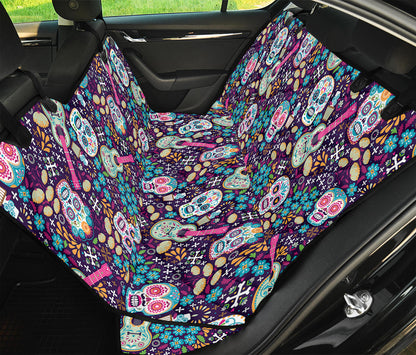 Calaveras Day Of The Dead Pattern Print Pet Car Back Seat Cover