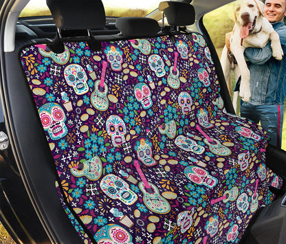 Calaveras Day Of The Dead Pattern Print Pet Car Back Seat Cover