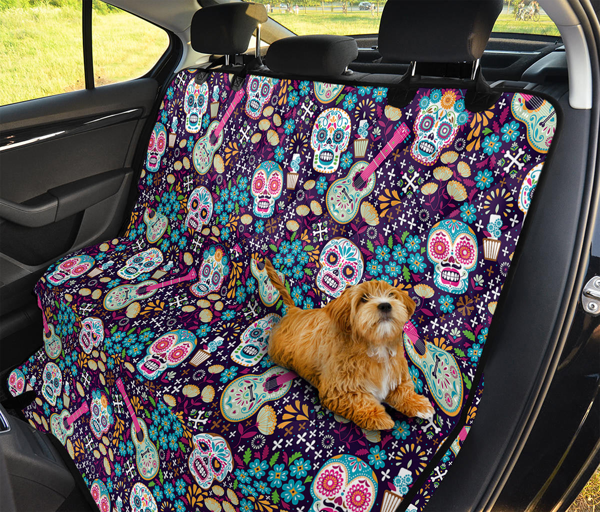Calaveras Day Of The Dead Pattern Print Pet Car Back Seat Cover