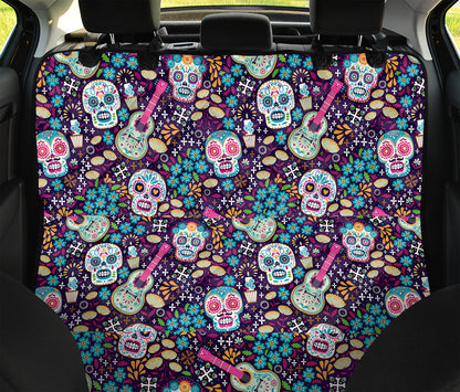 Calaveras Day Of The Dead Pattern Print Pet Car Back Seat Cover