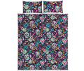 Calaveras Day Of The Dead Pattern Print Quilt Bed Set