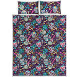 Calaveras Day Of The Dead Pattern Print Quilt Bed Set