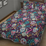 Calaveras Day Of The Dead Pattern Print Quilt Bed Set