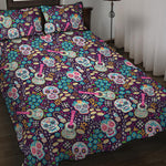 Calaveras Day Of The Dead Pattern Print Quilt Bed Set