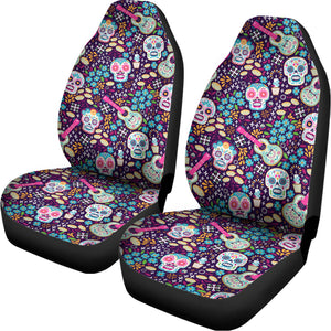 Calaveras Day Of The Dead Pattern Print Universal Fit Car Seat Covers