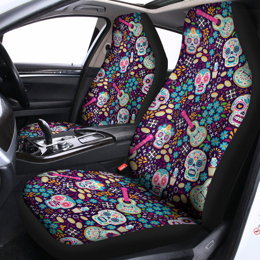 Calaveras Day Of The Dead Pattern Print Universal Fit Car Seat Covers