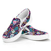 Calaveras Day Of The Dead Pattern Print White Slip On Shoes