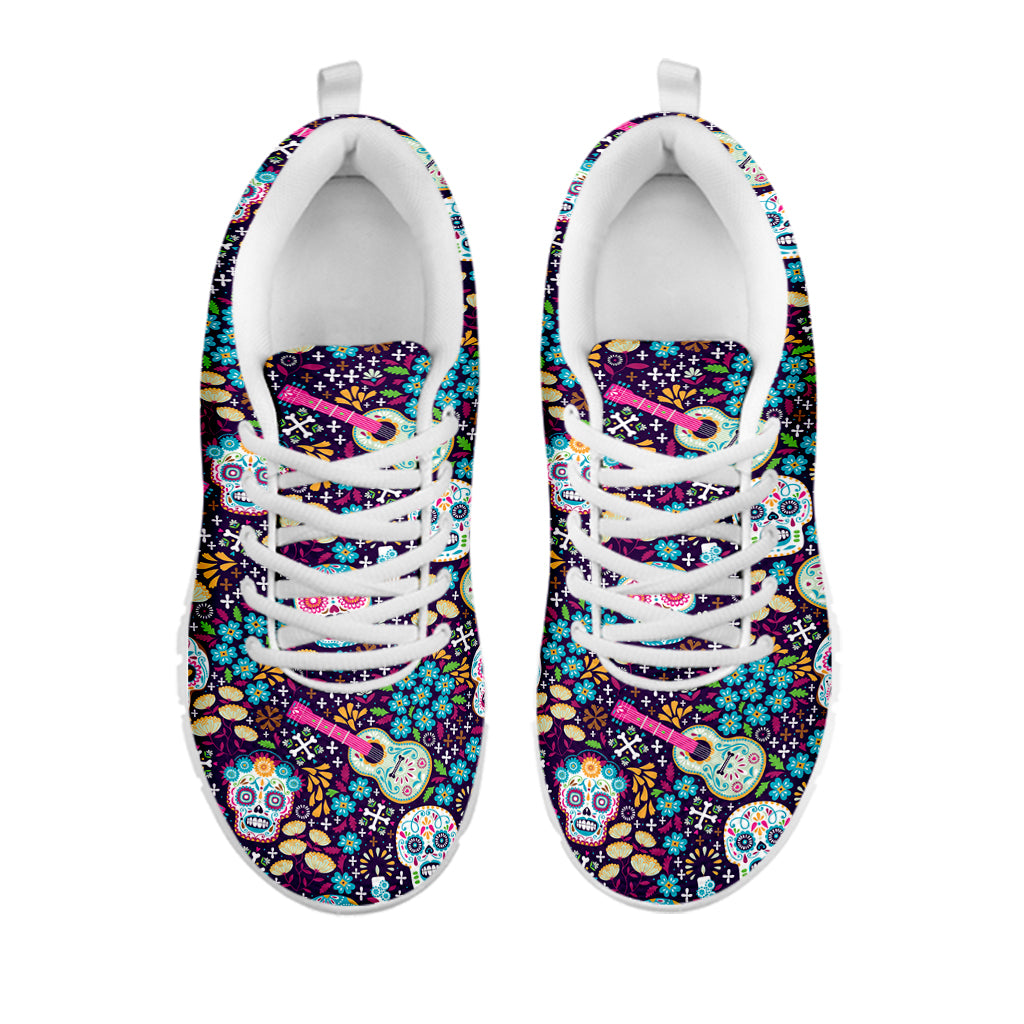 Calaveras Day Of The Dead Pattern Print White Sneakers