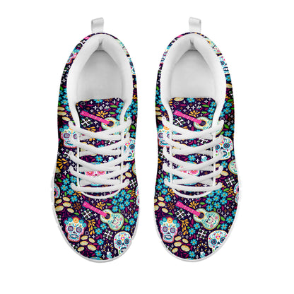 Calaveras Day Of The Dead Pattern Print White Sneakers