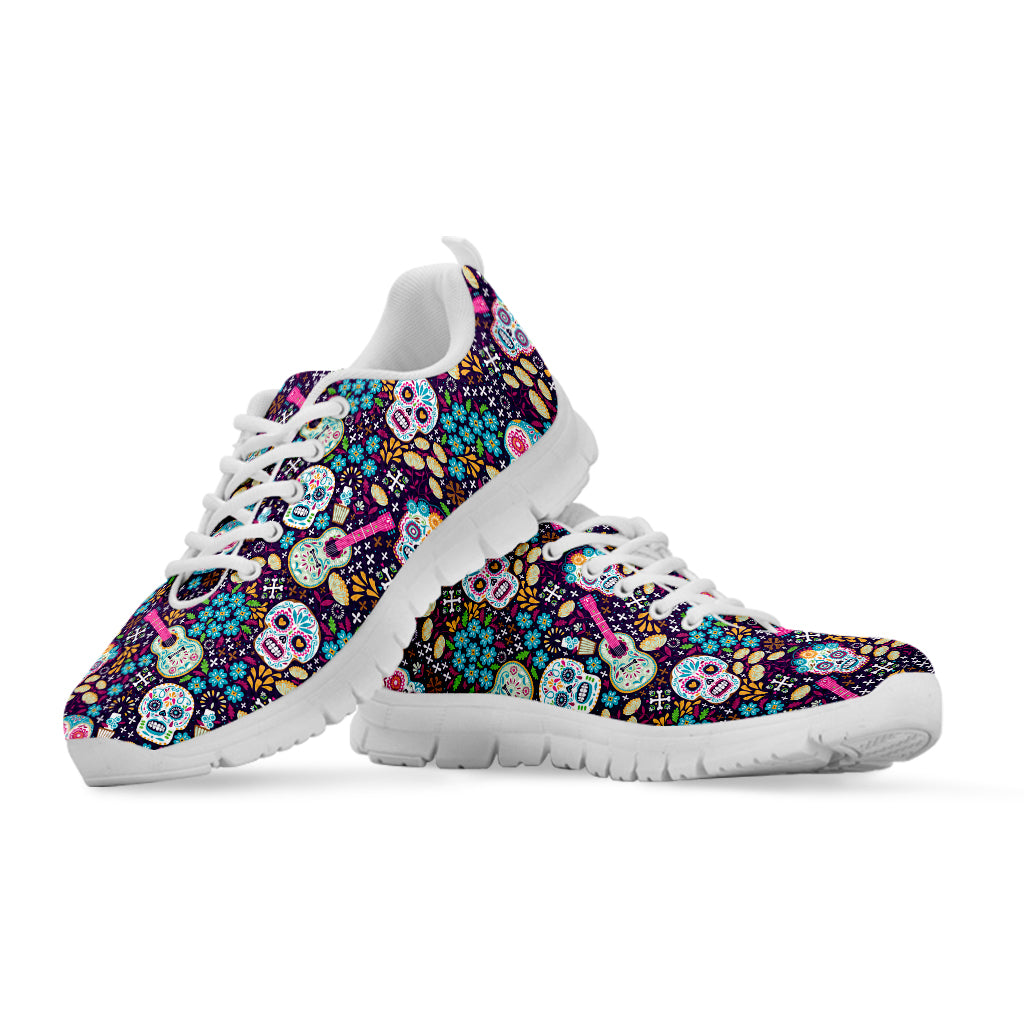 Calaveras Day Of The Dead Pattern Print White Sneakers