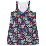 Calaveras Day Of The Dead Pattern Print Women's Racerback Tank Top