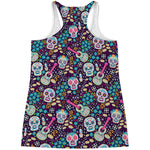 Calaveras Day Of The Dead Pattern Print Women's Racerback Tank Top