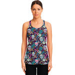 Calaveras Day Of The Dead Pattern Print Women's Racerback Tank Top