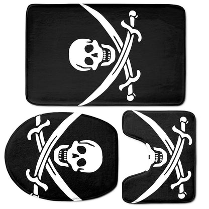 Calico Jack Pirate Flag Print 3 Piece Bath Mat Set