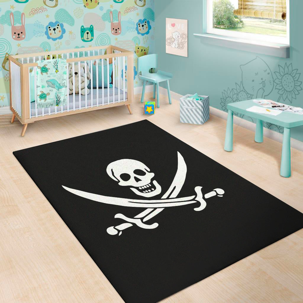 Calico Jack Pirate Flag Print Area Rug