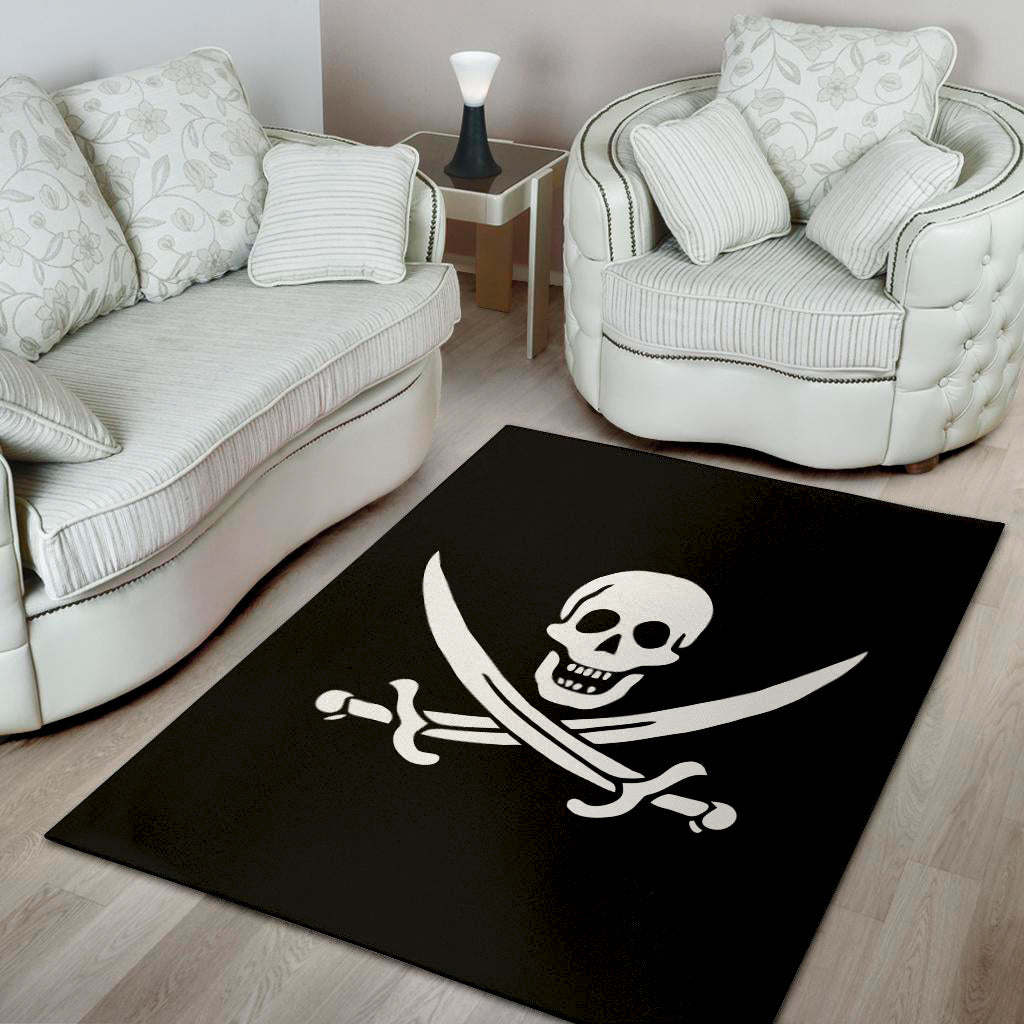 Calico Jack Pirate Flag Print Area Rug