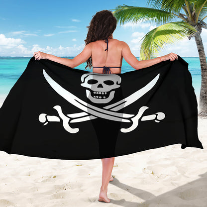 Calico Jack Pirate Flag Print Beach Sarong Wrap