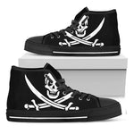 Calico Jack Pirate Flag Print Black High Top Shoes